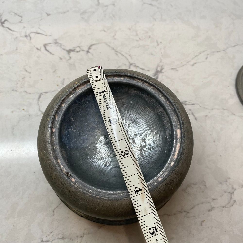 Antique Power Puff Music Box Gray Silver Rock-A-Bye-Baby Plays with Lid Works - Picture 7 of 8